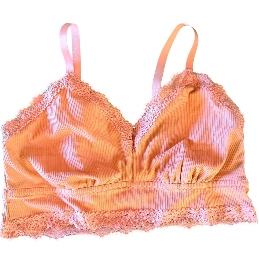 Aerie Women Plum Ribbed Eyelash Lace Trim Wireless Bralette XXL New